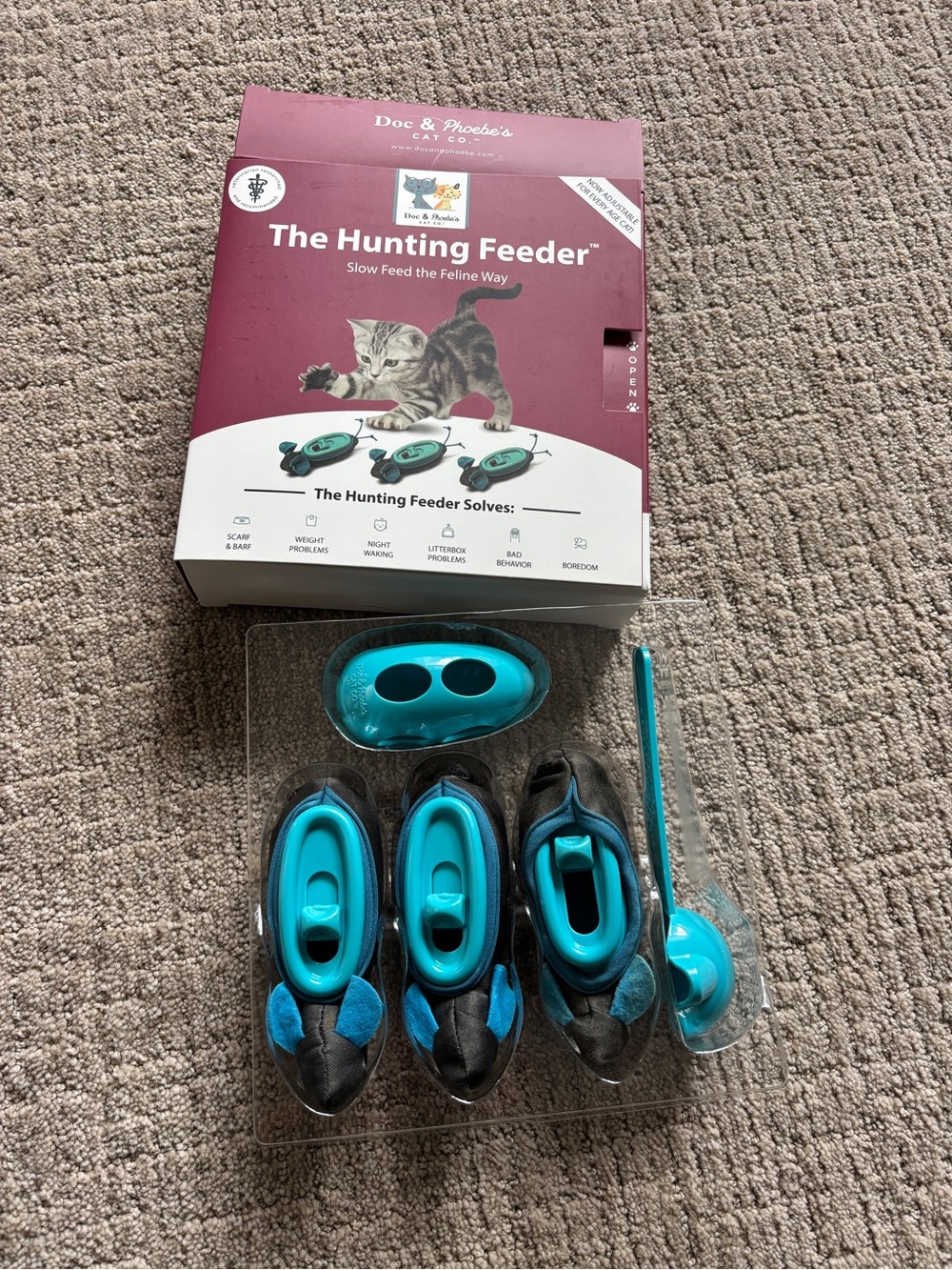 The Hunting Feeder Slow-Feed Cat Puzzle Toy - Teal